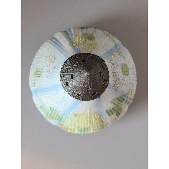 MT. WASHINGTON FIG Shaped SHAKER Blue with Enameled Yellow Flowers - Picture 4 of 7